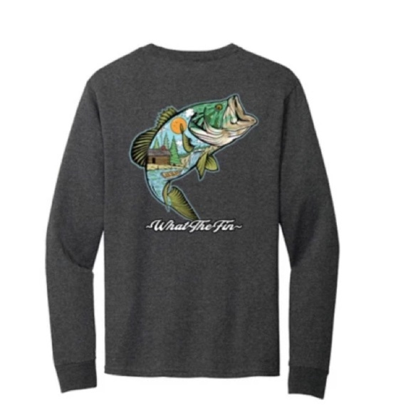 What The Fin Men's Fishing Bass Long Sleeve Cotton Tee NWT Size L - Picture 1 of 4